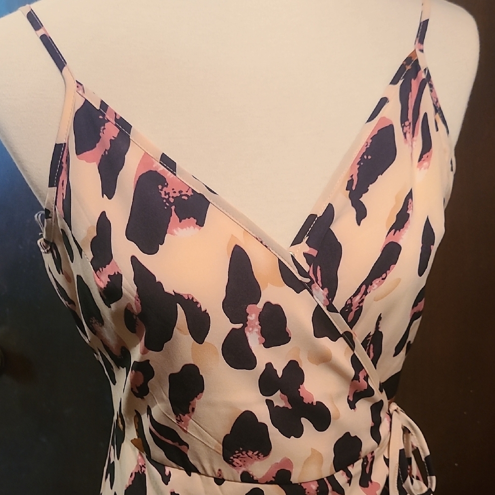 Entro Pink and Black Animal Print Midi Dress - Picture 3 of 14